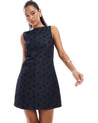 ASOS - – etuikleid aus denim mit geflocktem blümchenmuster - Lyst