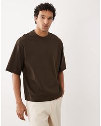 SELECTED - Camiseta Marrón Extragrande De Tejido Grueso De 220 G/M² - Lyst