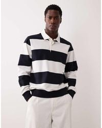 Mango - Polo Stile Rugby 100% Cotone A Righe Bianche E Nere - Lyst