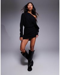 ASOS - Supersoft Long Sleeve Fallen Shoulder Mini Dress - Lyst