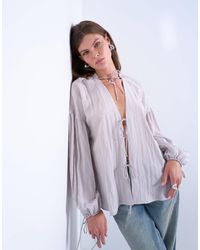 TOPSHOP - Tie Front Top - Lyst