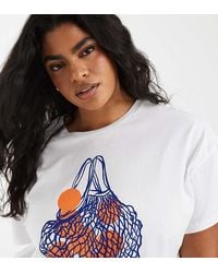Pieces Plus - Pieces Curve Oversized Shopping Bag Graphic T-shirt - Lyst