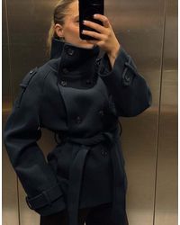 NA-KD - High Neck Belted Short Coat - Lyst