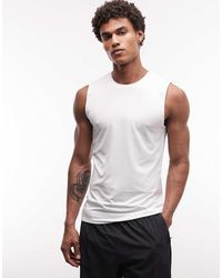 4505 - Canotta Da Allenamento Slim Fit Con Dettaglio Cucitura Laterale Bianca - Lyst