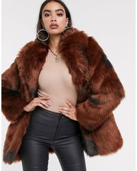 ASOS Pelliccia sintetica con stampa pezzata - Marrone