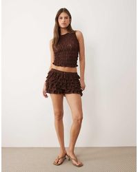 Miss Selfridge - Festival Ruffle Lace Micro Shorts - Lyst