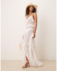 Miss Selfridge - Beach Chiffon Ruffle Cami Maxi Cover Up - Lyst