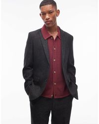 TOPMAN - Slim Salt And Pepper Wool Mix Suit Jacket - Lyst