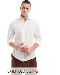 ASOS - Wedding Smart Linen Mix Regular Fit Shirt With Penny Collar - Lyst