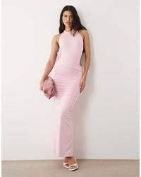 Aria Cove - Double Layered Slinky High Neck Open Back Detail Maxi Dress - Lyst