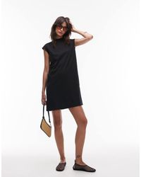 ARKET - Pure Cotton High Neck Cap Sleeve Mini Dress - Lyst