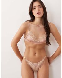 Noblesse Oblige - Luna Satin Lace Triangle Bralette - Lyst