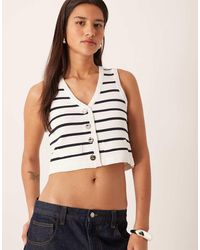 Vila - Gold Button Knitted Vest - Lyst