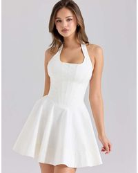 House Of Cb - Sasha Stretch Cotton Halter Neck Mini Dress - Lyst
