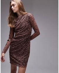 & Other Stories - – langärmliges netzstoff-minikleid mit drapierung und print - Lyst