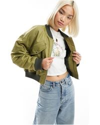 ONLY - Cropped High Shine Bomber Jacket - Lyst