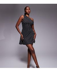 Kaiia - Exclusive Double Layered Slinky Mesh Off Shoulder Skater Mini Dress - Lyst
