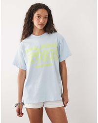ASOS - Short Sleeve Oversized Top With Print-blue - Lyst