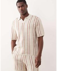 ASOS - Relaxed Knitted Notch Neck Stripe Polo Co-ord - Lyst