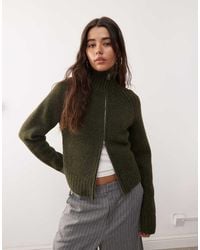 Weekday - Wool Blend Hairy Knit Zip Through Cardigan - Lyst