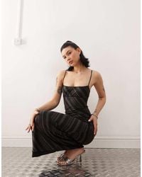 Motel - Darsih Striped Mesh Cami Maxi Dress - Lyst
