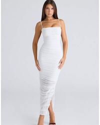 House Of Cb - Fornarina Gathered Stretch Mesh Midi Dress - Lyst