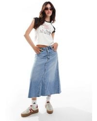 Levi's - Falda Vaquera Larga De Talle Alto Y Corte Acampanado Con Diseño Desestructurado De - Lyst