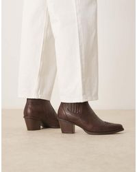 ASOS - Botines Chelsea Marrones De Estilo Wéstern Con Tacones Cubanos De - Lyst
