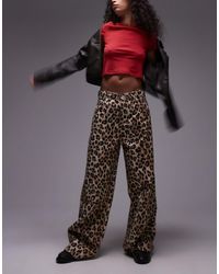 Mango - Oversized Straight Leg Leopard Print Jeans - Lyst