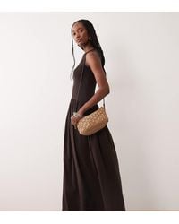 ASOS - Asos Design Tall Rib Mix Midi Dress With Drop Waist - Lyst