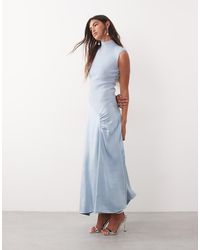 ARRANGE - Sleeveless Hybrid Knit Maxi Dress With Ruched Skirt - Lyst