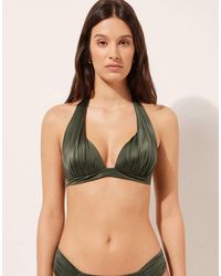 Calzedonia - Calzendonia Padded Triangle Bikini Top Shiny Satin - Lyst