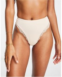 DORINA - High Waist Medium Control Contour Shaping Thong With Lace Detail - Lyst