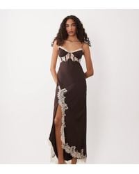 ASOS - Asos Design Tall Corset Slip Maxi Dress With Lace And Side Slit - Lyst