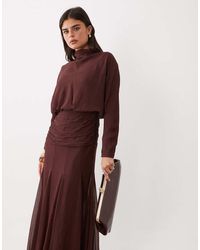 ASOS - Chiffon Shirred Waist Panel Godet Maxi Dress - Lyst