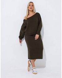 Yours Clothing - Knitted Off Shoulder Jumper - Lyst