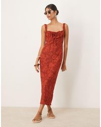 ASOS - Ruched Bust Corset Detail Midi Dress - Lyst