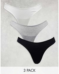 Lindex - Nellie 3 Pack Cotton V Front Thong - Lyst