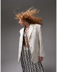 TOPSHOP - Co-ord Linen-blend Single Breasted Blazer - Lyst
