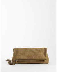ASOS - Faux Suede Croc Flap Clutch Bag - Lyst
