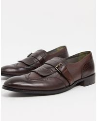 Bolongaro Trevor Fringed Brogue Leather Monkstrap Shoes - Brown