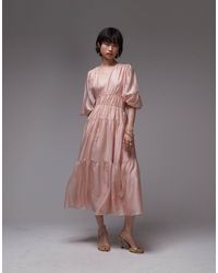& Other Stories - Midaxi Dress With Volume Sleeves And Shirred Bodice Detail - Lyst