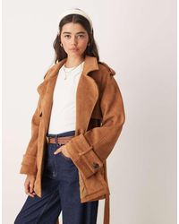 Miss Selfridge - Faux Suede Mid Length Trench Coat - Lyst