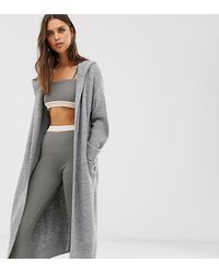 Micha Lounge Maxi Cardigan With Hood - Gray