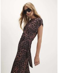 River Island - Leopard Textured Tie Side Top - Lyst