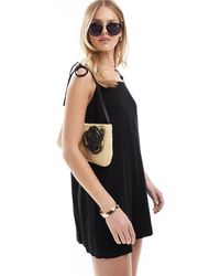 Miss Selfridge - Mono Corto Con Tirantes Anudados De Mezcla De Lino De - Lyst