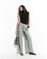 Lioness - Penny Asymmetric Button Detail Relaxed Leg Jeans - Lyst