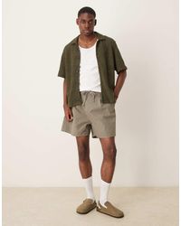 ASOS - Pantaloncini Ampi Taglio Corto Color Kaki Con Pieghe E Coulisse - Lyst