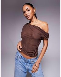 ASOS - Mesh Ruched Asymmetric Top - Lyst