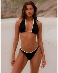 Moda Minx - X Agnes Pimentel Scrunch Bikini Bottom With Contrast Cream Binding - Lyst